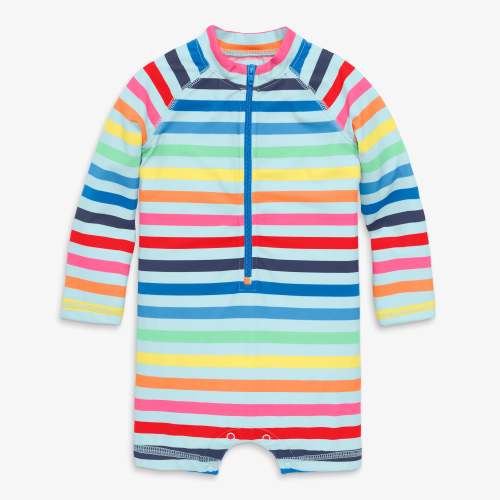 The baby one-piece rash guard - Mist / rainbow stripe / 6-12