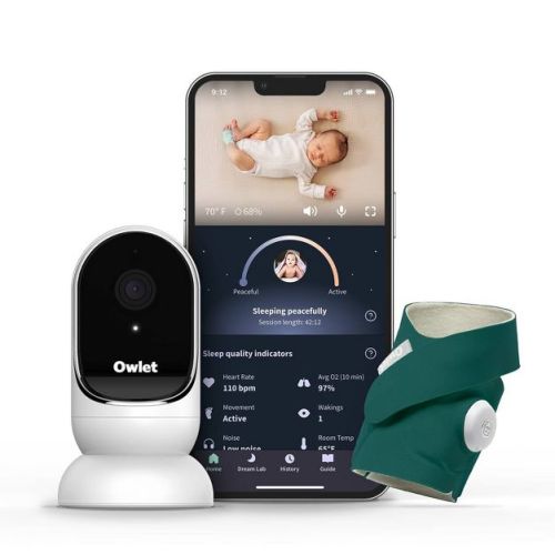 Owlet Dream Duo Sock Baby Monitor with WiFi, HD Video Camera - Deep Sea Green