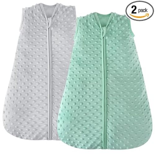 JELLYMONI Fleece Baby Sleep Sack 0-6 Months, 1.5 Tog Warm Winter Baby Wearable Blanket with Plush Dots and 2-Way Zipper, Cotton Toddler Sleep Sack