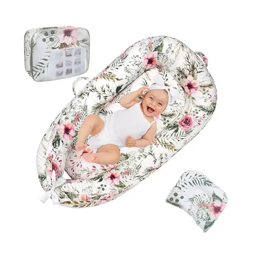 𝗯𝗮𝗯𝘆 Lounger for 𝗻𝗲𝘄𝗯𝗼𝗿𝗻 for 𝗯𝗮𝗯𝘆 0-12𝗠 𝗕𝗮𝗯𝘆 𝗻𝗲𝘀𝘁 Mattress Soft 𝗶𝗻𝗳𝐚𝗻𝘁 Floor Bed for 𝗶𝗻𝗳𝐚𝗻𝘁 Co-Sleeping Travel Essentials(Color:Flower)