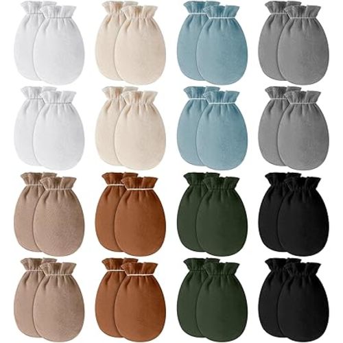 Cuffbow 16 Pairs Newborn Baby Mittens Infant Toddler Gloves No Scratch Mittens Gloves for 0-6 Months Baby Boys Girls - Cute