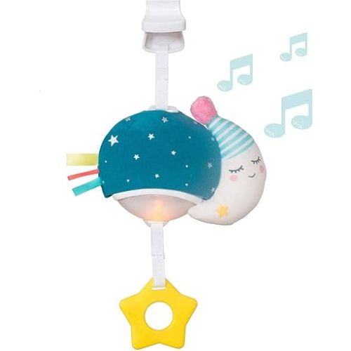 Taf Toys Musical Mini Moon, On-The-Go Pull Down Hanging Music and Lights Infant Toy | Parent and Baby’s Travel Companion, Soothe Baby, Keeps Baby Relaxed While Strolling, for Newborns and Up