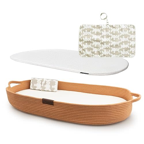 Yunioo Baby Changing Basket, Portable Diaper Changing Pad, Moses Basket for Newborns, Changing Table Topper for Baby Nursery, Waterproof Travel Pad Cover