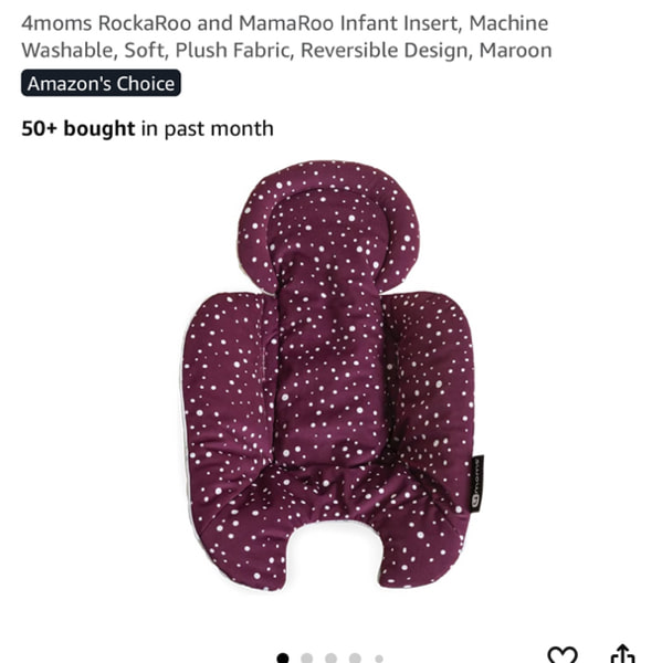 Amazon.com: 4moms RockaRoo and MamaRoo Infant Insert, Machine Washable, Soft, Plush Fabric, Reversible Design, Maroon