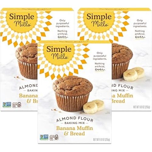 Simple Mills Almond Flour Baking Mix, Banana Muffin & Bread Mix - Gluten Free, Plant Based, Paleo Friendly, 9 Ounce (Pack of 3)