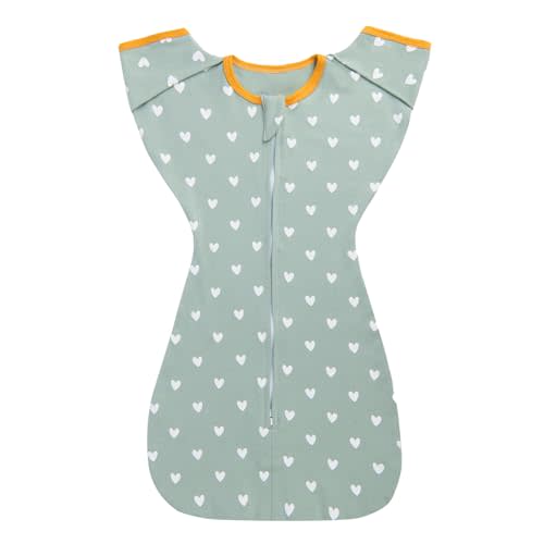 elaia Transitional Swaddle Arms Up Design with Half Sleeves and Mitten Cuffs, 100% Cotton Baby Swaddles with 2-Way Zipper