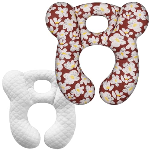ZHOMA Baby Travel Pillow, Upgrade U-Shape Infant Pillow for Car Seat Pushchair and Stroller, Soft Comfortable Sleep Cushion for Kids Newborn and Toddler -Flower Red