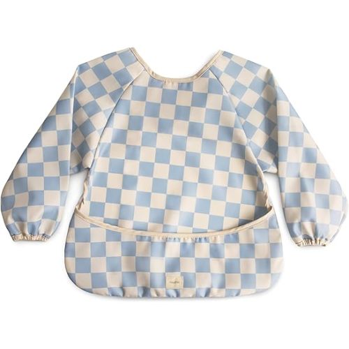 mushie Long Sleeve Baby Bib | Mess Free & Waterproof Fabric for Toddlers | Adjustable Fit for Ages 6-24 Months