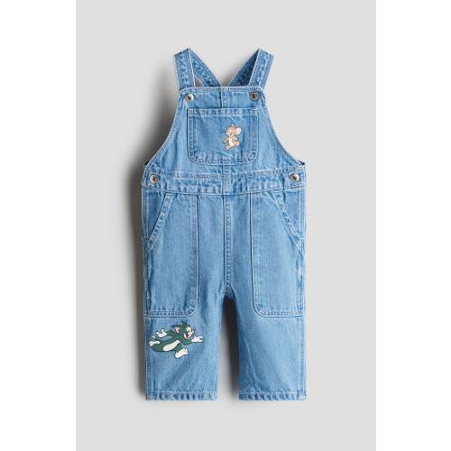 PRINTED DENIM OVERALLS
