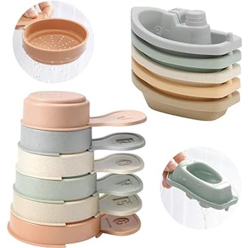 Bath Toys - Floating Boats with Bathing Spoon,Mold Free Baby Bath Toys for Kids Age 1-3,Pool Toys Toddler Age 1-3,Bath Tub Toys for Baby,Bath Toys for Babies 6-12 Months,Water Table Toys for Toddlers