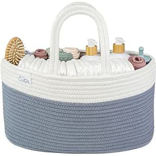 Comfy Cubs Diaper Caddy Organizer- Large Portable Baby Diaper Caddy Nursery Storage Bin and Car Travel Basket - Tote Bag with Dividers for Diapers & Wipes, Pacific Blue : Baby