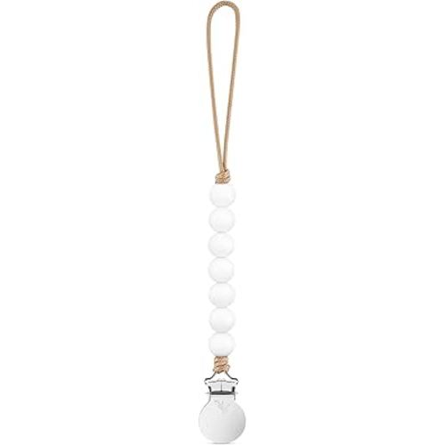 Ryan & Rose Pacifier Clip Georgia - Silicone Pacifier Clip Baby boy Baby Girl Binky paci Clip Baby Pacifier Holder binkie Clip Binky Clips Newborn Baby Care Baby Pacifier Clip (White)