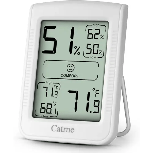 Digital Hygrometer Indoor Thermometer for Home,Room Thermometer Monitor with Temperature Gauge and Humidity Gauge,Temperature Humidity Meter Indoor with Maximum and Minimum Records, White CRN102