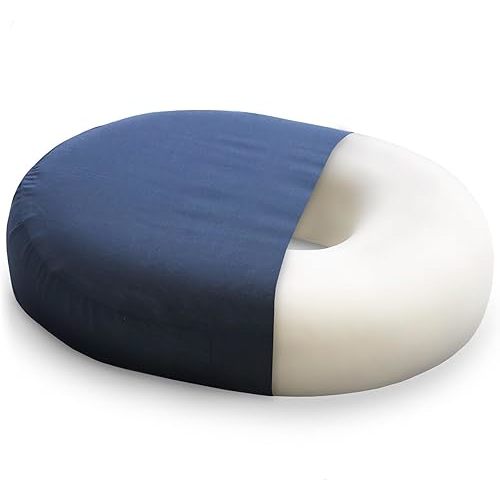 DMI Seat Cushion Donut Pillow and Chair Pillow for Tailbone Pain Relief, Hemorrhoids, Prostate, Pregnancy, Post Natal, Pressure Relief and Surgery, 18 x 15 x 3, Navy