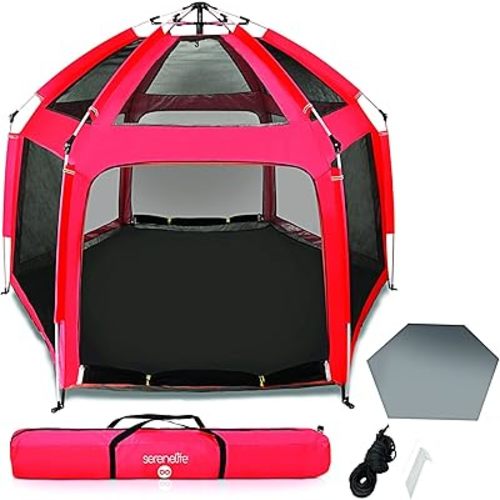 Serenelife ON-The GO Baby and Toddler Pack and Play - Playpen - Play Yard Compact, Portable, Lightweight, Foldable- Indoor and Outdoor, w/Canopy, 5 Panel Mattress
