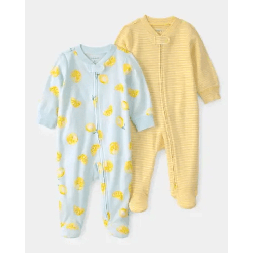 Baby Boy 2-Pack Lemon Sleep & Play Pajamas - Yellow/Blue | Carter's (NB)