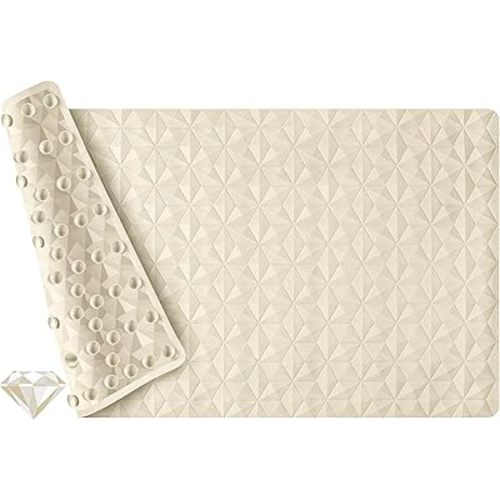 WRISIN Non Slip Bathtub Mat for Bath Tub Shower - Natural Rubber Mat with 241 Suction Cups - Soft Bathroom Safety Mat - Unique Diamond Pattern - Fatigue Relief - Machine Washable - 16 × 28 Inch