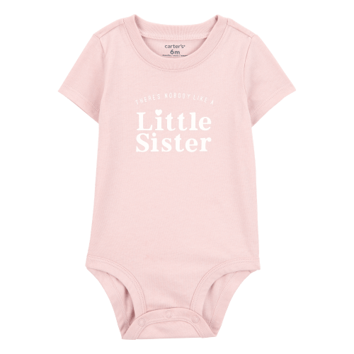 Baby Little Sister Short-Sleeve Bodysuit - Pink - Carter's | Carter's