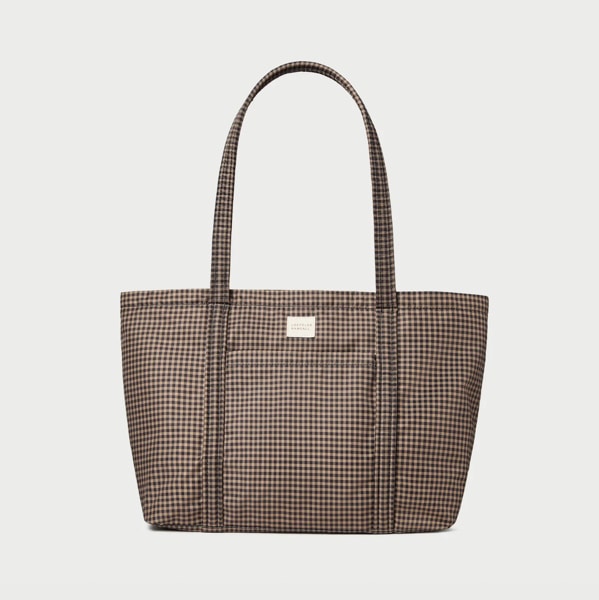 Mira Brown Gingham Everyday Tote