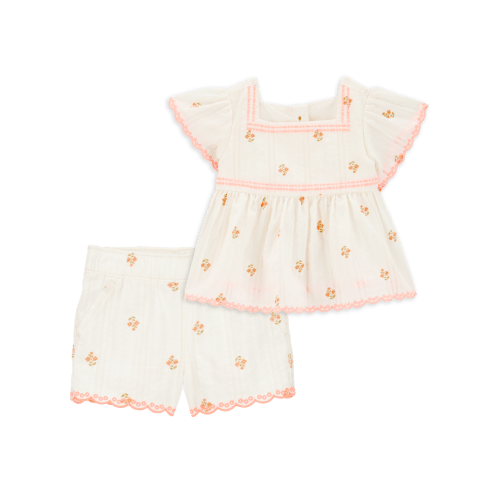 Baby 2-Piece Floral Flutter Sleeves Seesucker Top & Shorts Set | Carter's