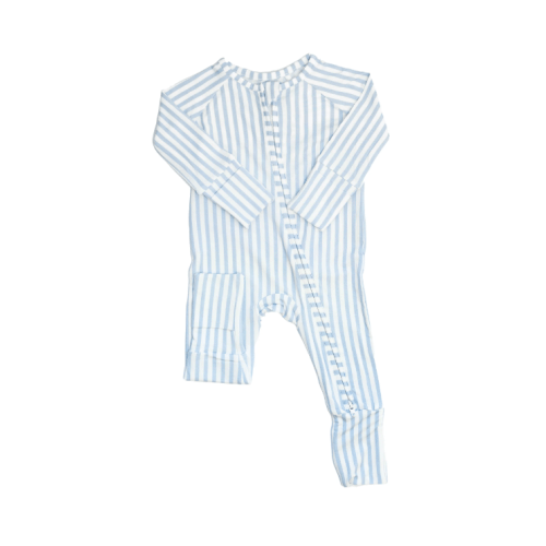 Sleep Romper - Cabana Stripe - Light Blue (0-3m)