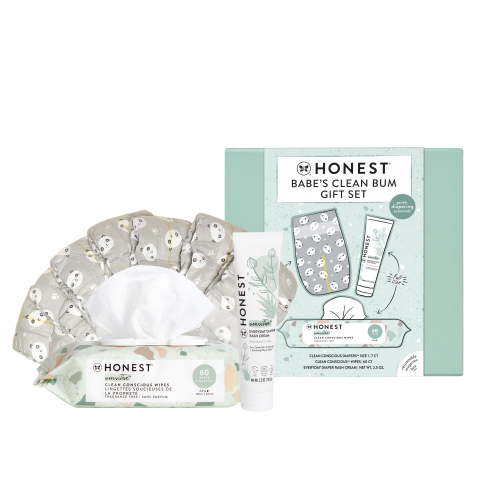 The Honest Company, Babe's Clean Bum Infant Gift Set, Includes: Dipaers, Wipes, Diaper Rash Cream
