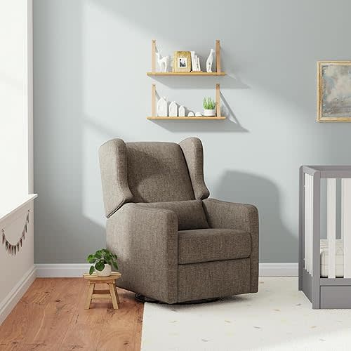 DaVinci Carter’s Arlo Glider Recliner Nursery Chair - Water & Stain Resistant Glider Rocking Chair for Nursery - GREENGUARD Gold, FSC & Certi-PUR US Certified - Cozy Swivel Rocker Recliner - Charcoal