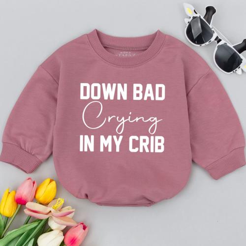 Down Bad Crying In My Crib Baby Romper, New Baby Gift, Funny Baby Bodysuit, Pregnancy Reveal, Newborn, Baby Shower Gift, Coming Soon Baby