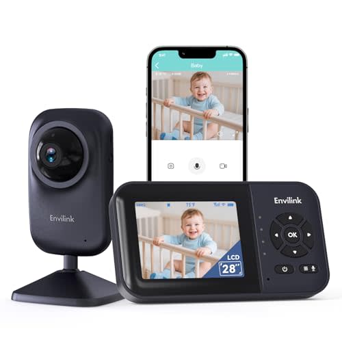 Envilink Video Baby Monitor with App, 2.8" Screen 14h Battery, Sound Detection, Night Vision, Two Way Talk, Temperature Detection, 1200ft Range, Feeding Remind, Ideal for Baby/Elderly Indoor Use