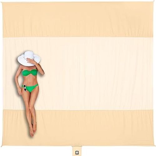 WEKAPO Beach Blanket Sandproof Waterproof, Extra Large Beach Mat, Oversized & Compact Sand Free, Quick Drying Beach Essentials for Vacation, Cruise, Picnic & Camping with Stakes