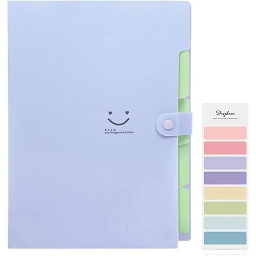 SKYDUE Letter A4 Paper Expanding File Folder Pockets Accordion Document Organizer (Purple)