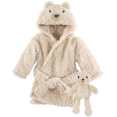 Hudson Baby Plush Bathrobe + Toy Set, Cozy Bear