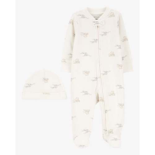 Baby 2-Piece 2-Way Zip Elephant Cotton Sleep & Play Pajamas & Cap Set - Carter's | Carter's