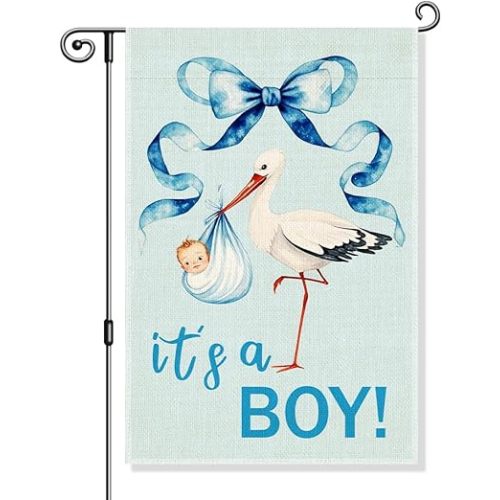 It's a Boy Garden Flag, Funny Birth Announcement Yard Sign for Outside, Cute Baby Shower Gifts, New baby Welcome Flag, Baby Shower Reveal Blue, Lawn Indoor Outdoor Décor