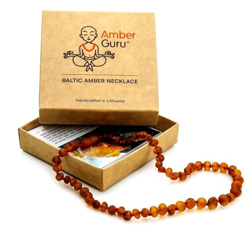 Baltic Amber Necklace (Authentic, Certified) - 12.5 inches - Unisex Jewelry - Cognac (Polished) - Real Amber Beads - Proud to Deliver Genuine Baltic Sea Wonder - Ambar