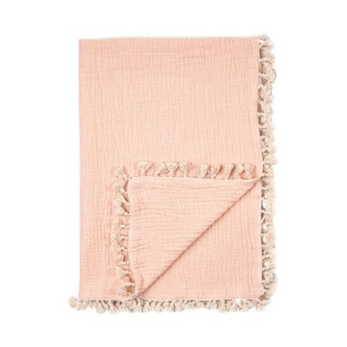 Crane Baby 6-Layer Muslin Baby Blanket with Tassel Edge - Desert Rose