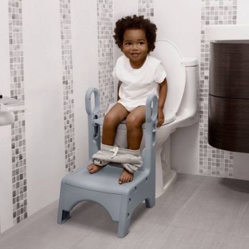 Delta Children Little Jon-ee Adjustable Potty Seat And Step Stool - White/gray