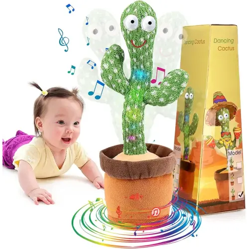 Dancing Talking Cactus Toy for Baby Boys Girls Toys, Adjustable Volume Dancing Cactus Toy Singing Mimicking Recording Repeating What You Say with LED English Sing Talking 15 Second Voice Recorder