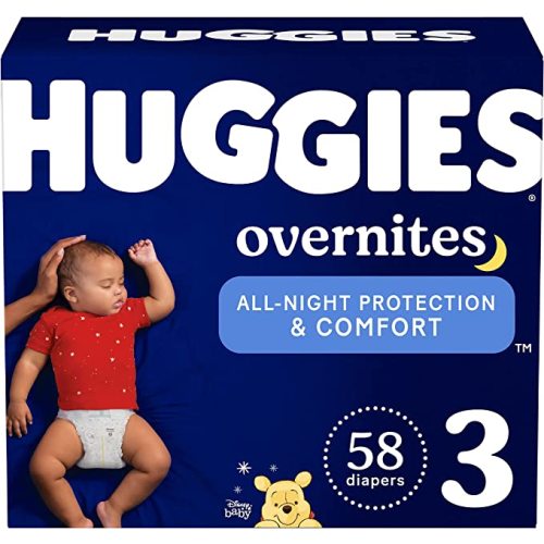 Overnight Diapers Size 3 (16-28 lbs), 58 Ct, Huggies Overnites Nighttime Baby Diapers - Size 3 (58 Count)