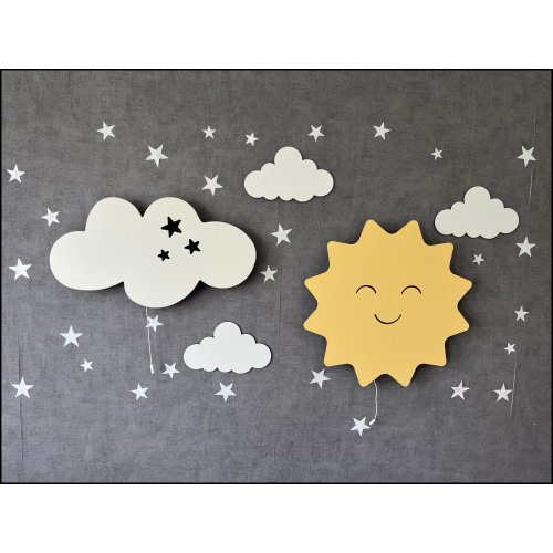 Sun Lamp, Cloud Lamp, Baby Room Light, Nursery Wall Lamp, First Birthday Gift, Baby Room Wall Art, Nursery Wall Light, Nursery Night Light