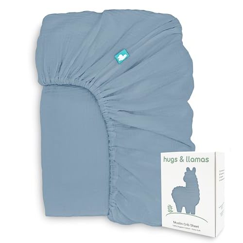 Hugs & Llamas | 100% Organic Cotton Muslin Fitted Crib Sheet | Premium Baby Crib Sheet for Boys & Girls in Neutral Colors