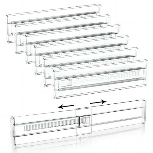 Ababeny Adjustable Drawer Dividers Organizers, Adjustable Separators 3.2" High Expandable from 11-20" Kitchen Drawer Organizer for Utensils Tools Clothing Socks Dresser, Tape Installed (6 pack)
