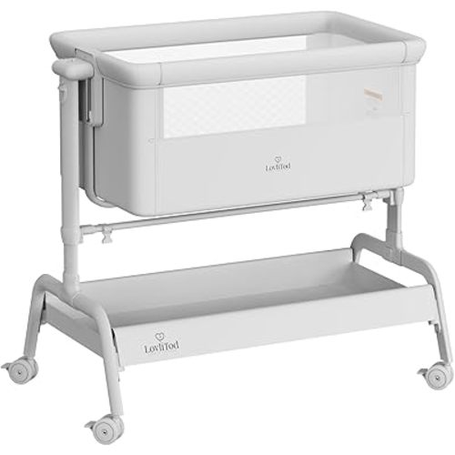 3-in-1 Baby Bassinet, Rocking Bassinet, Bedside Bassinet for Baby, Stable and Secure Bassinet Bedside Sleeper for Newborn & Infant, 6 Height Adjustable with Wheels, Mattress & Breathable Mesh