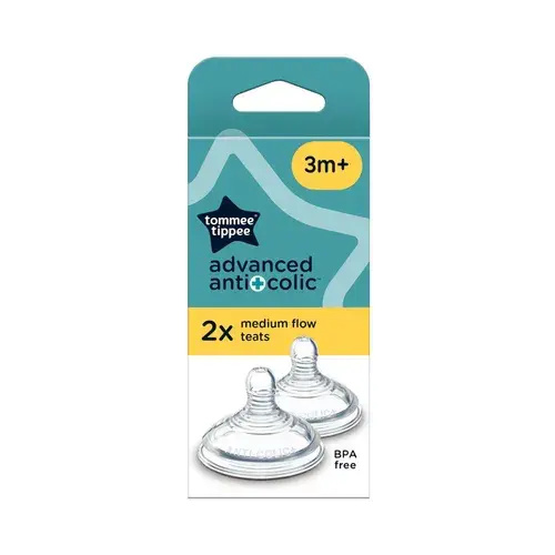 Tommee Tippee Advance Anti-Colic Bottle Teats Medium Flow 3M+ - 2 Pack | Baby Bunting AU
