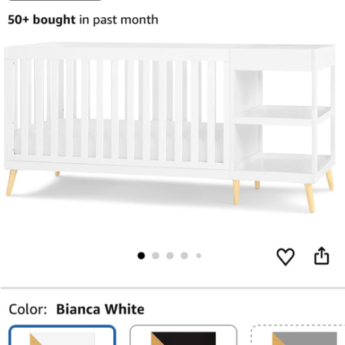 Delta Children Essex 4-in-1 Convertible Crib and Changer, Bianca White w/Natural