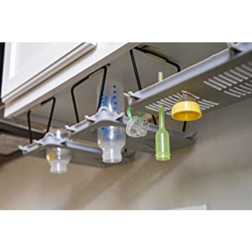 EZ Bottle Dry and Store - Cleaner Safer Counter Free Baby Bottle Drying Rack. No Tools Required Installs in Minutes Without Damaging Cabinets–3 Rack Design–2 Spiral Drying Racks 1 Slotted Drying Rack