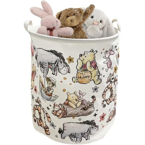 Winnie Storage Basket Large Canvas Nursery Hampers with Handle Laundry Bin Foldable Waterproof Storage Organizer Adorable For Baby Shower Decorations Supplies