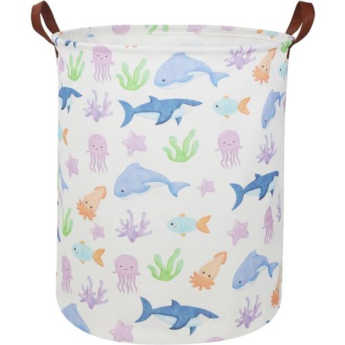 ESSME Kids Laundry Hamper,Shark Hamper Collapsible Canvas Waterproof Ocean Storage Bin for Boy, Nursery Hamper,Gift Baskets,toy bins(Ocean)