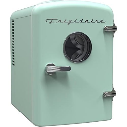 Frigidaire EFMIS129-MINT Mini Personal Fridge Cooler, 1 Gal Capacity fits Six Cans, Includes Plugs for Home Outlet & DC Charger-9.84" D x 7.09" W x 10.35" H