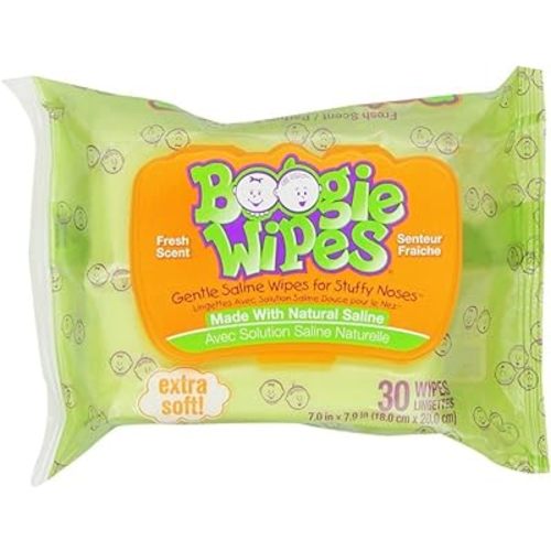Boogie Wipes, Fresh Scent Wet Nose Wipes for Kids and Baby, Allergy Relief, Soft Natural Saline Hand and Face Tissue with Aloe, Chamomile and Vitamin E